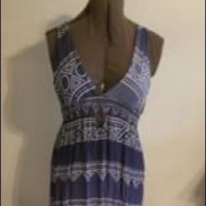 Blue and white maxi dress